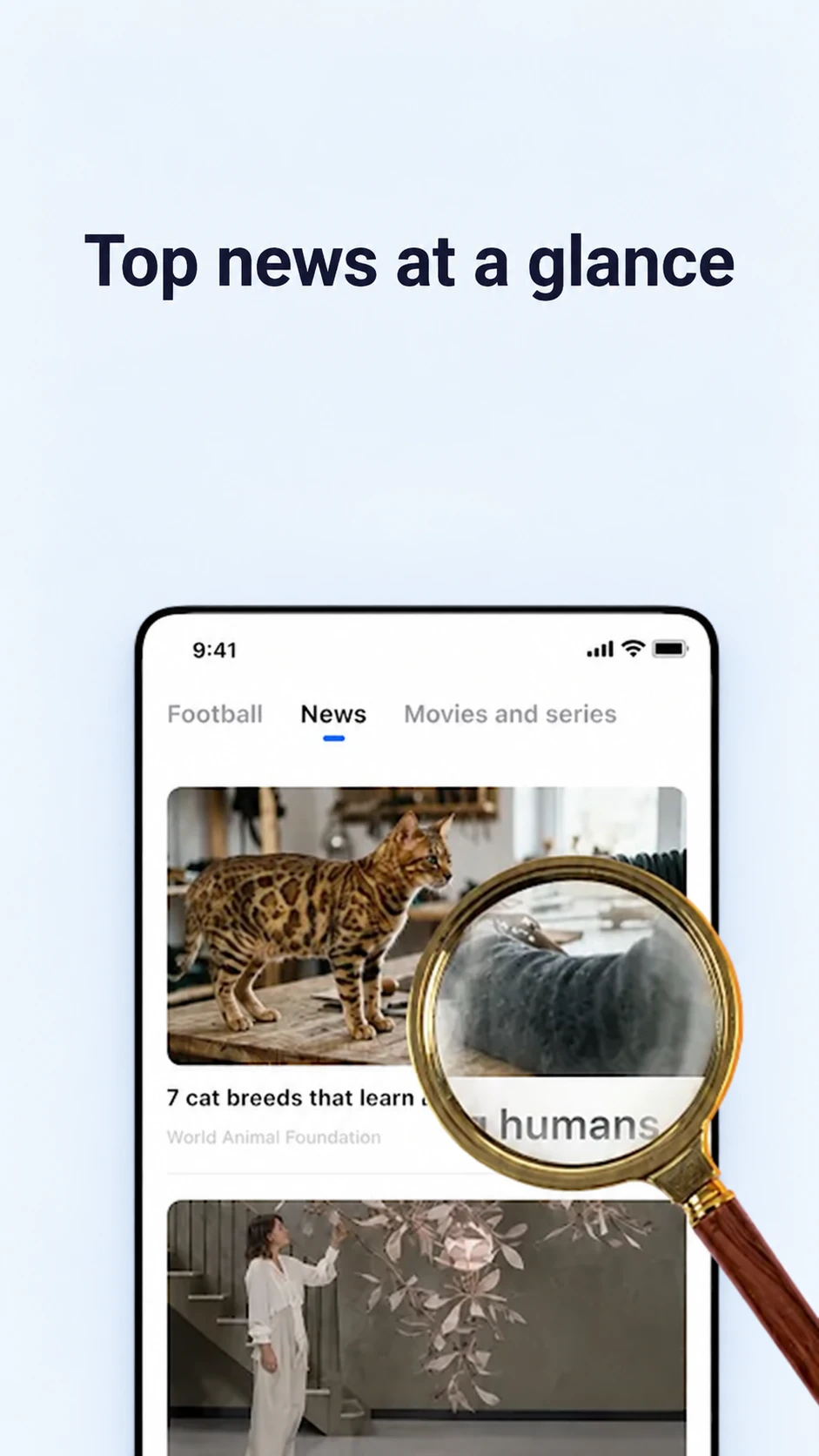 Pantalla de descubrimiento de noticias de Zapi